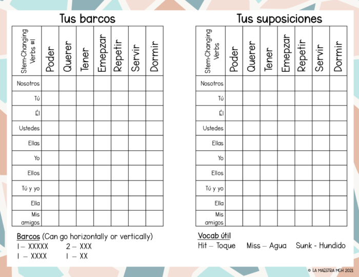 Stem changing verbs worksheet answers