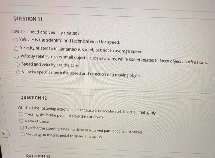 Section 11.2 speed and velocity answers key