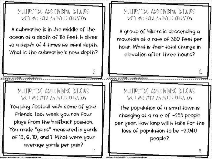 Integer multiplication and division word problems